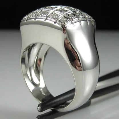 Fashion Man Jewelry White Sapphire Gemstones 925 Sterling Silver Wedding Engagement Ring Gifts - WORLD TIME VISITS