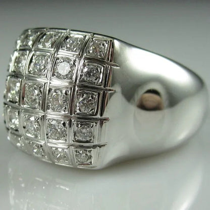 Fashion Man Jewelry White Sapphire Gemstones 925 Sterling Silver Wedding Engagement Ring Gifts - WORLD TIME VISITS