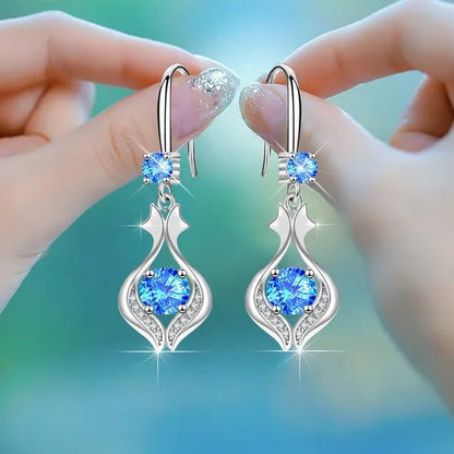 Fashion Silver Earrings Ladies Temperament Earrings Water Drop Long Earrings Engagement Earrings Diamond Earrings - WORLD TIME VISITS