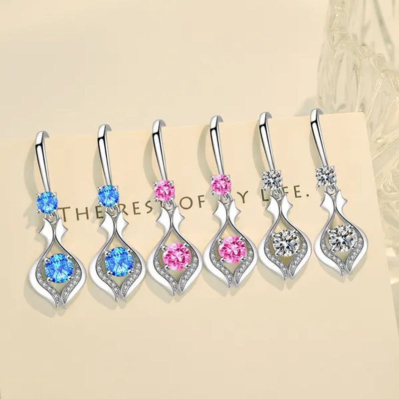 Fashion Silver Earrings Ladies Temperament Earrings Water Drop Long Earrings Engagement Earrings Diamond Earrings - WORLD TIME VISITS