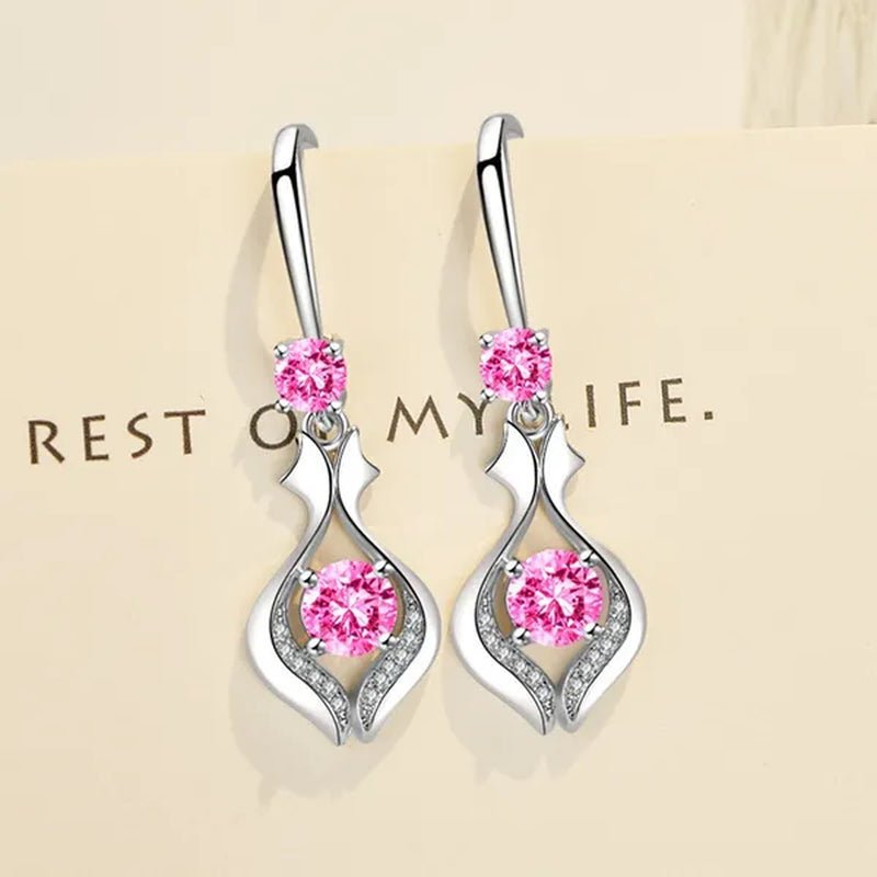 Fashion Silver Earrings Ladies Temperament Earrings Water Drop Long Earrings Engagement Earrings Diamond Earrings - WORLD TIME VISITS