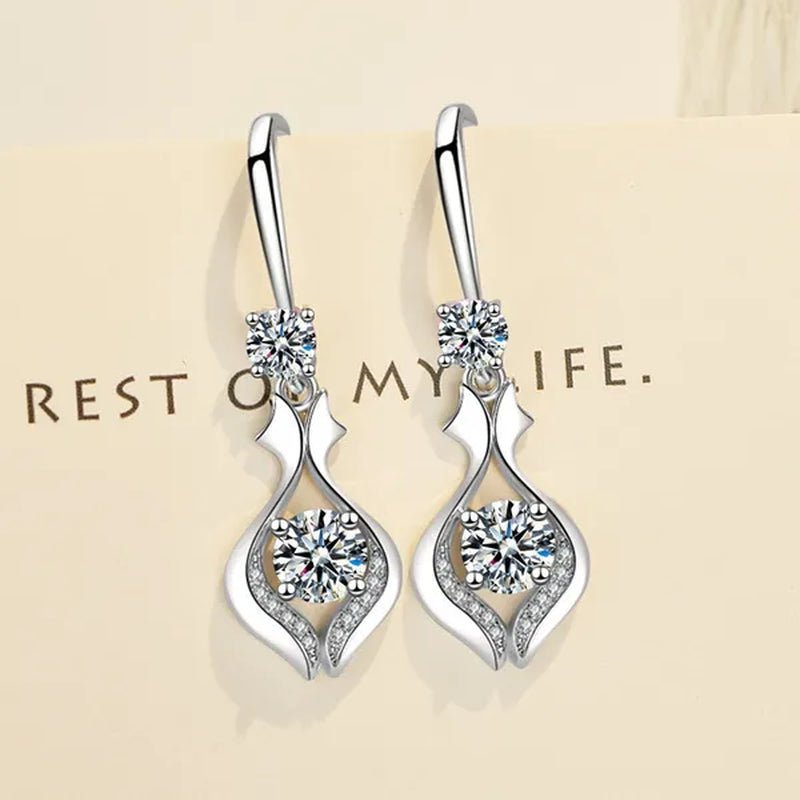 Fashion Silver Earrings Ladies Temperament Earrings Water Drop Long Earrings Engagement Earrings Diamond Earrings - WORLD TIME VISITS