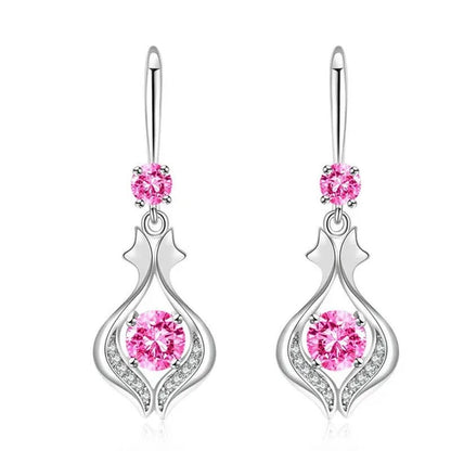 Fashion Silver Earrings Ladies Temperament Earrings Water Drop Long Earrings Engagement Earrings Diamond Earrings - WORLD TIME VISITS