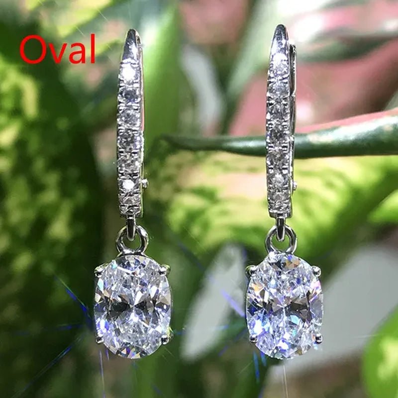 Fashion Silver Plated Inlay Diamond Engagement Bridal Wedding Dangle Earring for Women Pendant Earring Anniversary Gift Jewelry - WORLD TIME VISITS