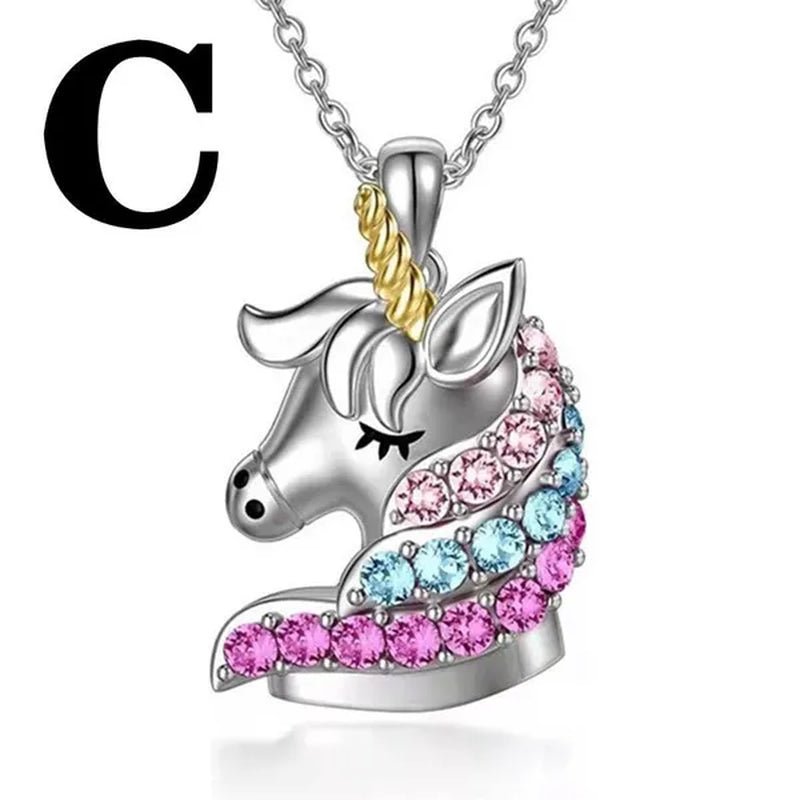 Fashion Unicorn Zircon Necklace Animal Horse Pendant Engagement Necklaces for Women Animal Jewelry Wedding Accessories Birthday Anniversary Gift - WORLD TIME VISITS