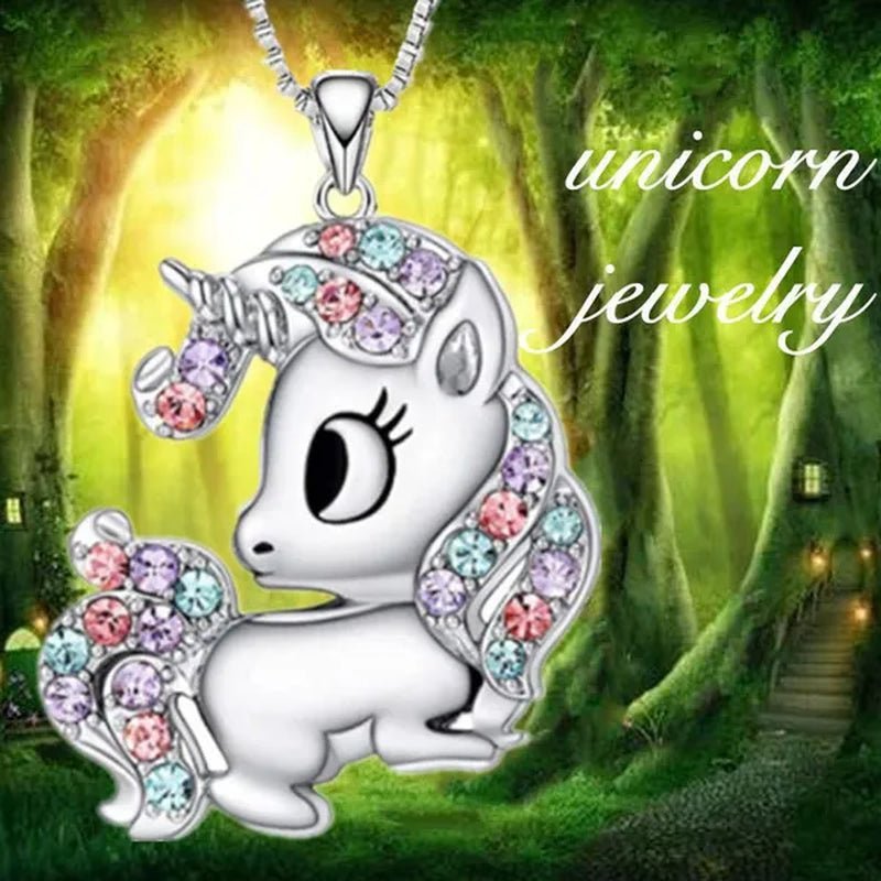 Fashion Unicorn Zircon Necklace Animal Horse Pendant Engagement Necklaces for Women Animal Jewelry Wedding Accessories Birthday Anniversary Gift - WORLD TIME VISITS
