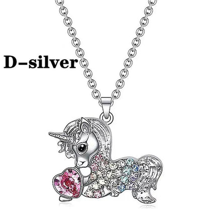Fashion Unicorn Zircon Necklace Animal Horse Pendant Engagement Necklaces for Women Animal Jewelry Wedding Accessories Birthday Anniversary Gift - WORLD TIME VISITS