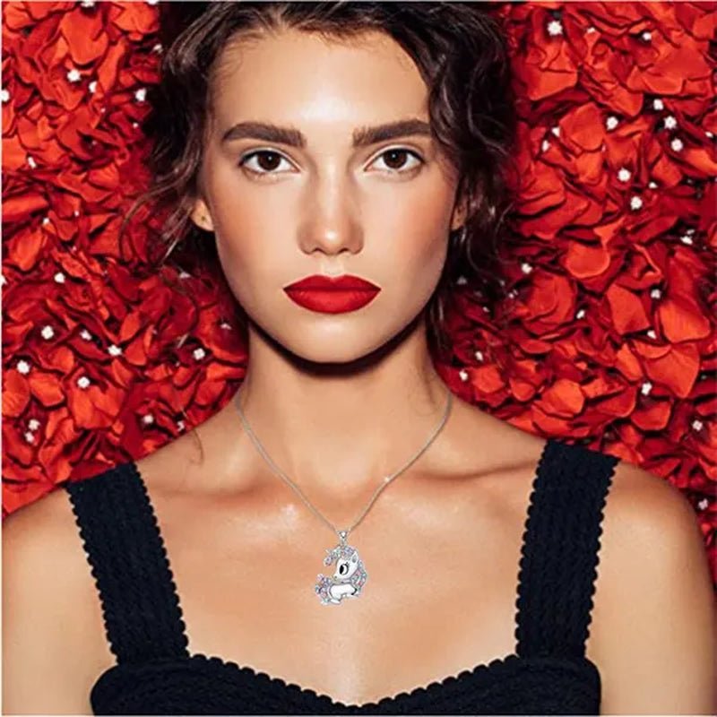 Fashion Unicorn Zircon Necklace Animal Horse Pendant Engagement Necklaces for Women Animal Jewelry Wedding Accessories Birthday Anniversary Gift - WORLD TIME VISITS