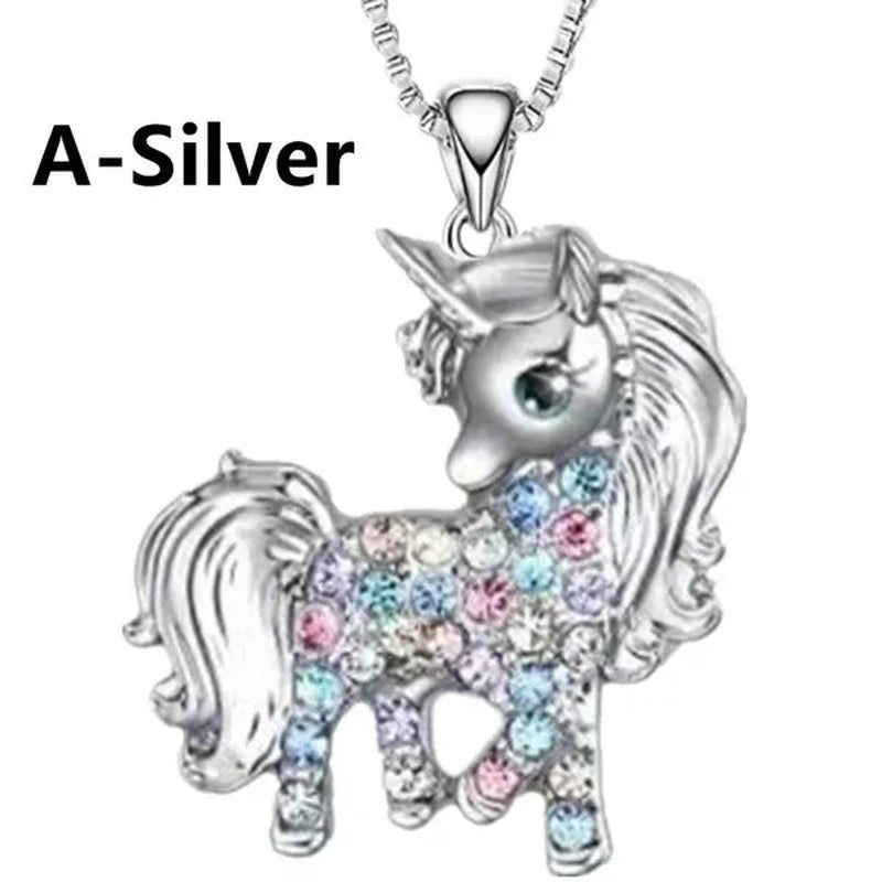Fashion Unicorn Zircon Necklace Animal Horse Pendant Engagement Necklaces for Women Animal Jewelry Wedding Accessories Birthday Anniversary Gift - WORLD TIME VISITS