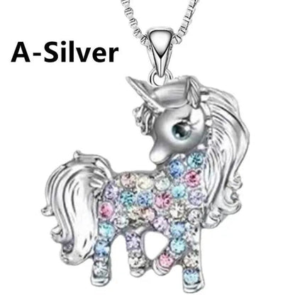 Fashion Unicorn Zircon Necklace Animal Horse Pendant Engagement Necklaces for Women Animal Jewelry Wedding Accessories Birthday Anniversary Gift - WORLD TIME VISITS
