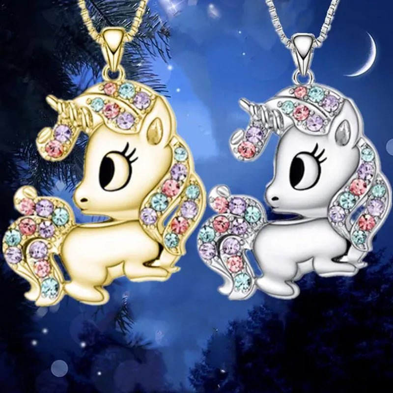 Fashion Unicorn Zircon Necklace Animal Horse Pendant Engagement Necklaces for Women Animal Jewelry Wedding Accessories Birthday Anniversary Gift - WORLD TIME VISITS