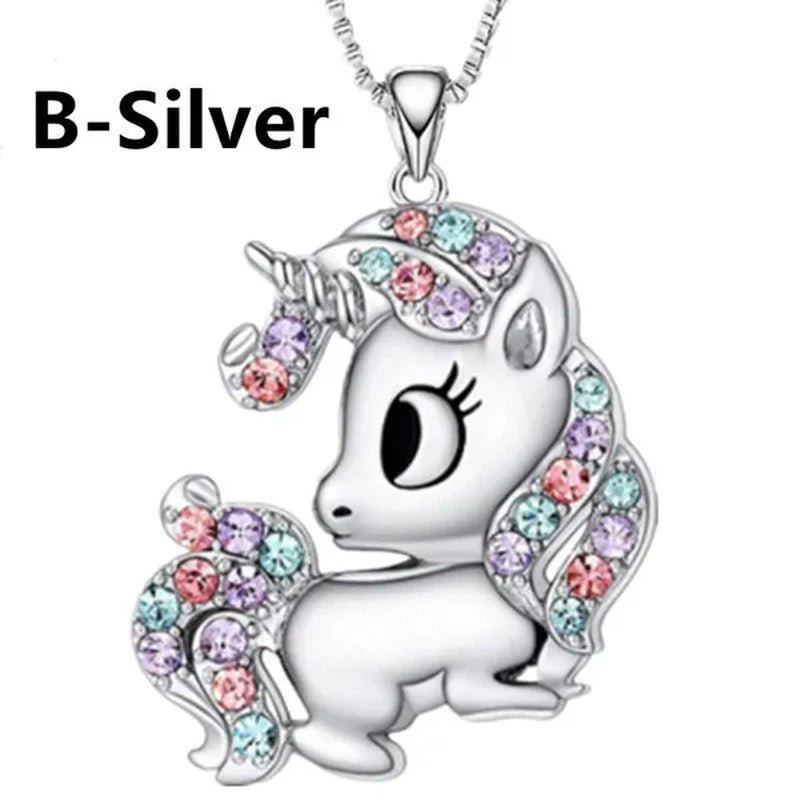 Fashion Unicorn Zircon Necklace Animal Horse Pendant Engagement Necklaces for Women Animal Jewelry Wedding Accessories Birthday Anniversary Gift - WORLD TIME VISITS