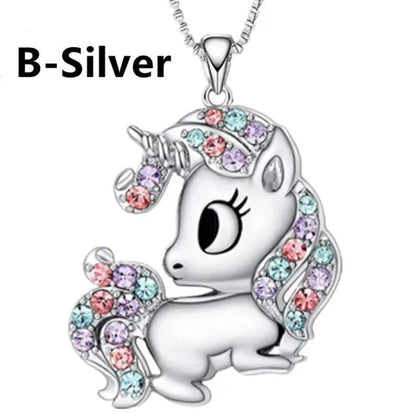 Fashion Unicorn Zircon Necklace Animal Horse Pendant Engagement Necklaces for Women Animal Jewelry Wedding Accessories Birthday Anniversary Gift - WORLD TIME VISITS