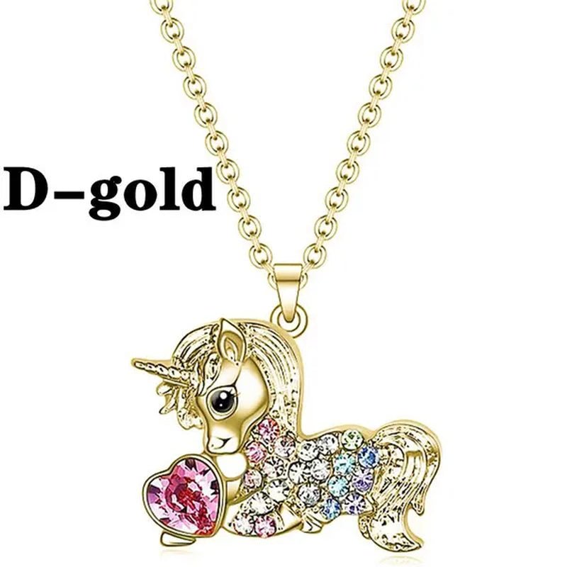 Fashion Unicorn Zircon Necklace Animal Horse Pendant Engagement Necklaces for Women Animal Jewelry Wedding Accessories Birthday Anniversary Gift - WORLD TIME VISITS