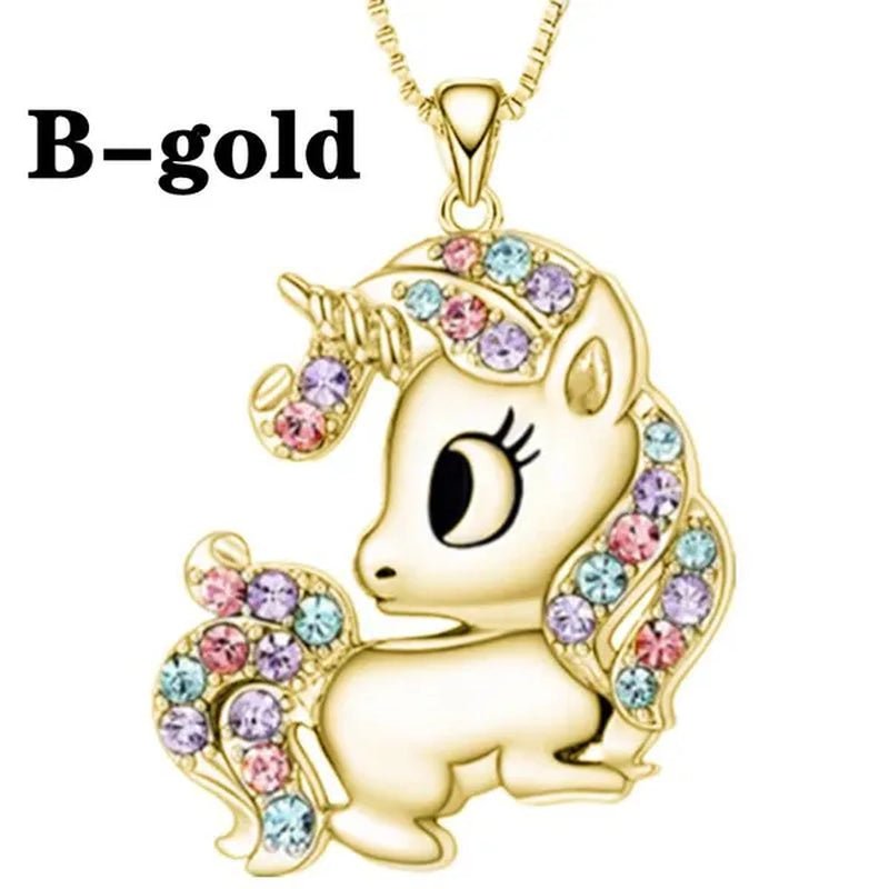 Fashion Unicorn Zircon Necklace Animal Horse Pendant Engagement Necklaces for Women Animal Jewelry Wedding Accessories Birthday Anniversary Gift - WORLD TIME VISITS