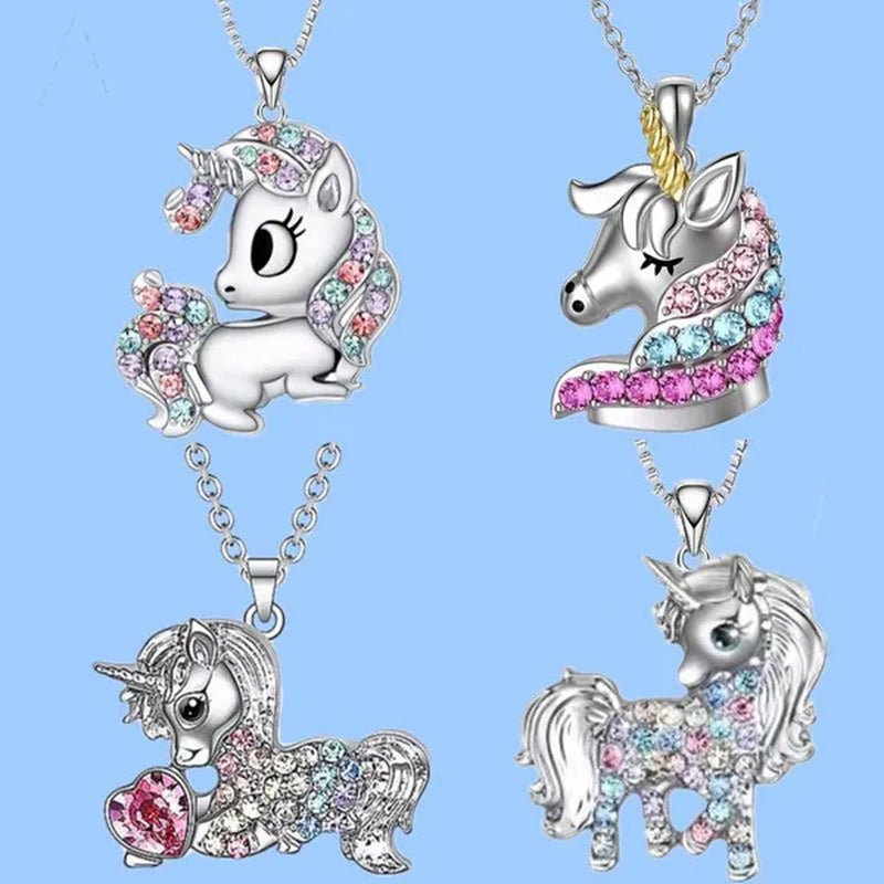 Fashion Unicorn Zircon Necklace Animal Horse Pendant Engagement Necklaces for Women Animal Jewelry Wedding Accessories Birthday Anniversary Gift - WORLD TIME VISITS