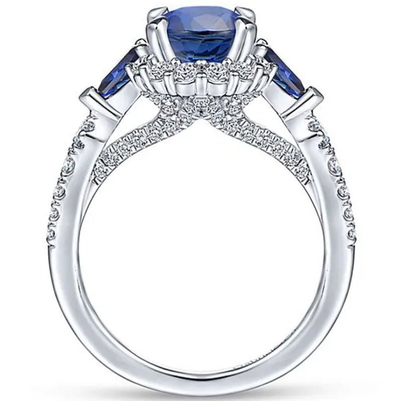 Fashionable and Exquisite 925 Standard Sterling Silver Blue Diamond Wedding Princess Ring Love Diamond Rng Size 5 - 11 - WORLD TIME VISITS