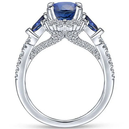 Fashionable and Exquisite 925 Standard Sterling Silver Blue Diamond Wedding Princess Ring Love Diamond Rng Size 5 - 11 - WORLD TIME VISITS
