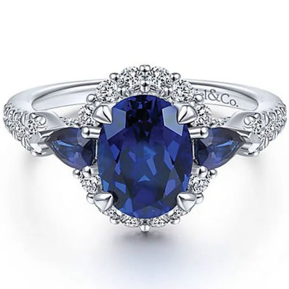 Fashionable and Exquisite 925 Standard Sterling Silver Blue Diamond Wedding Princess Ring Love Diamond Rng Size 5 - 11 - WORLD TIME VISITS