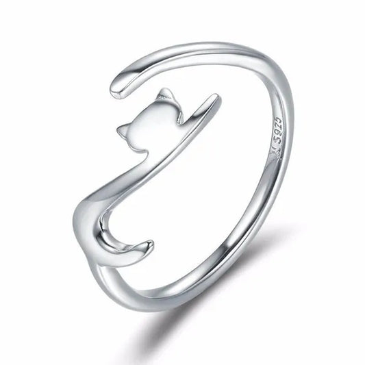 Fashionable Women'S Simple 925 Silver Plated Cat Adjustable Ring Anniversary Gift Jewelry Size 6 - 10 Arrow - WORLD TIME VISITS