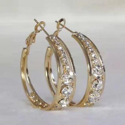 Women's Fashion Exquisite Rhinestone Oval Drop Earrings for Women Natural Diamond Wedding Engagement Party Banquet Hoop Earring Birthday Anniversary Gift
