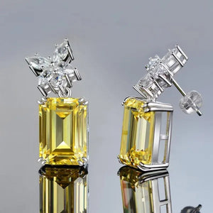 1 Pair Yellow Crystal Earrings Citrine Drop Earrings for Women Bridal Wedding Party Jewelry Valentine'S Day Gift