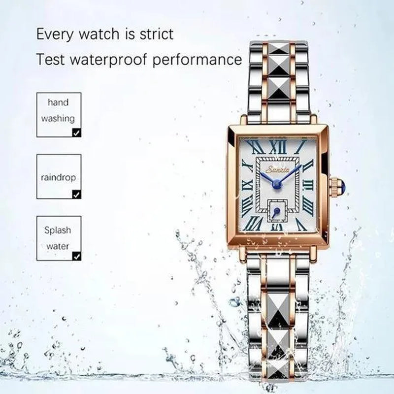 2021 LIGE Brand SUNKTA Women Watches Fashion Square Ladies Quartz Watch Bracelet Set Dial Simple Rose Gold Luxury Women Watches