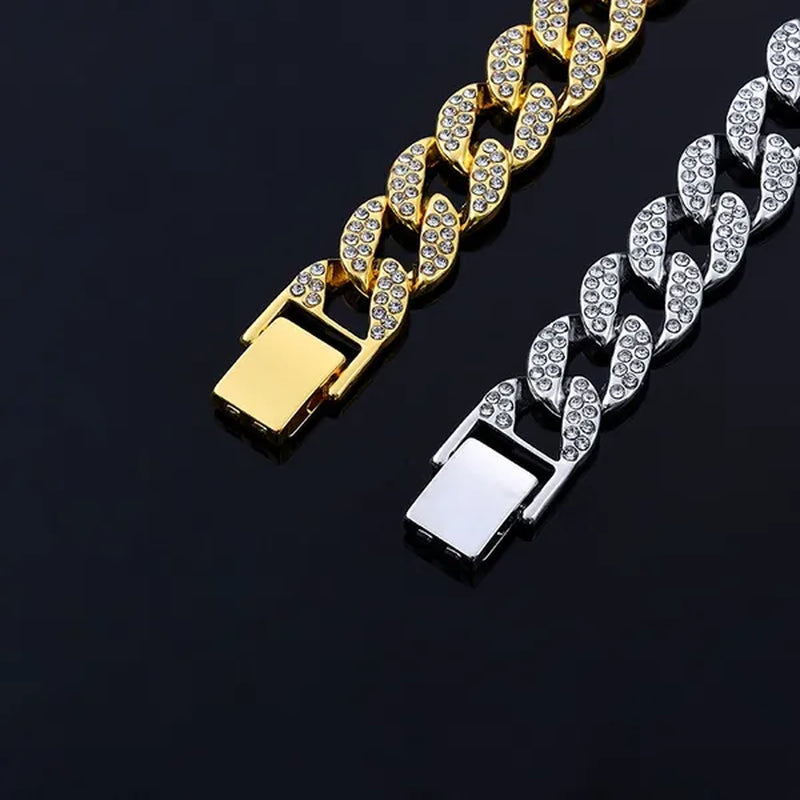 Hot jewelry diamond bracelet stainless steel bracelet Cuban men's gold bracelet platinum bracelet hip hop bracelet