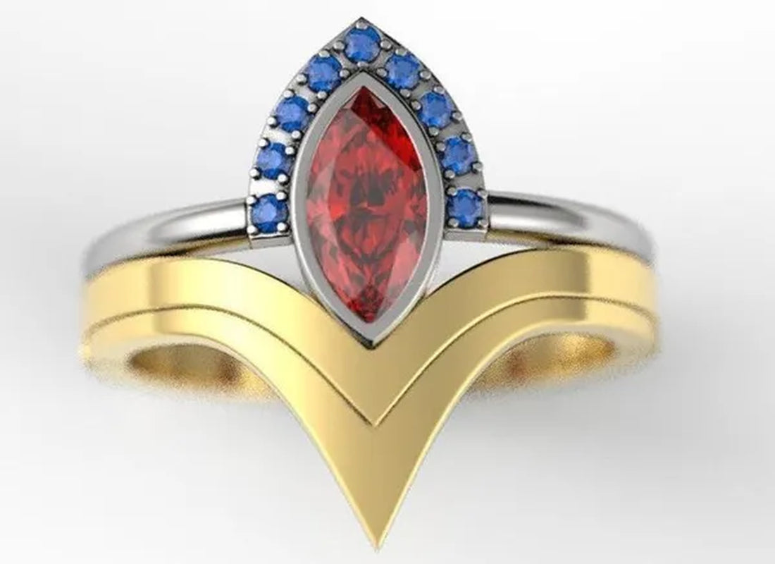 2pcs/Set Latest geek love quality bride ring set jewelry  natural rubyzircon V-shaped ring set geek ring set wonderous woman ring romantic bride wonderful engagement wedding ring set anniversary promise ring Christmas gift jewelry size US5-11
