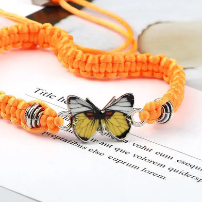 Women Black Woven Rope Bracelet Handmade Multicolor Butterfly Charm Adjustable Bracelets Fashion Friendship Jewelry Girls Gift - WORLD TIME VISITS
