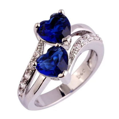 Fashion Lover Jewelry Heart Cut Rainbow & White Topaz Gemstone Silver Ring Size 5 6 7 8 9 10 11 12 13 HANNAH MARTIN