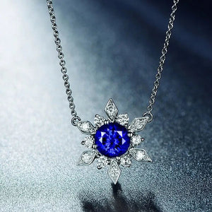Fashion Zircon Necklace for Women, Elegant Ladies Exquisite Sapphire Jewelry Accessories Valentine'S Day Girlfriend Birthday Gifts for Her