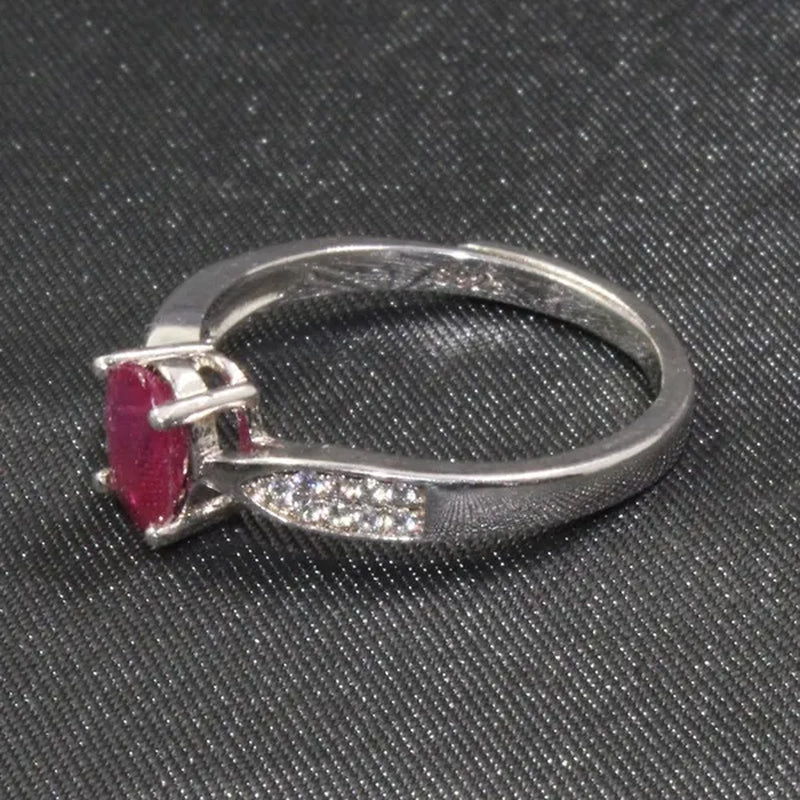 CoLife Jewelry Ruby Ring for Engagement 5mm*7mm 100% Real Ruby Silver Ring Solid 925 Silver Ruby Jewelry Birthday Gift for Woman