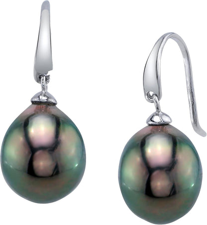 Genuine Baroque Black Tahitian South Sea Cultured Pearl Rosalind Earrings for Women