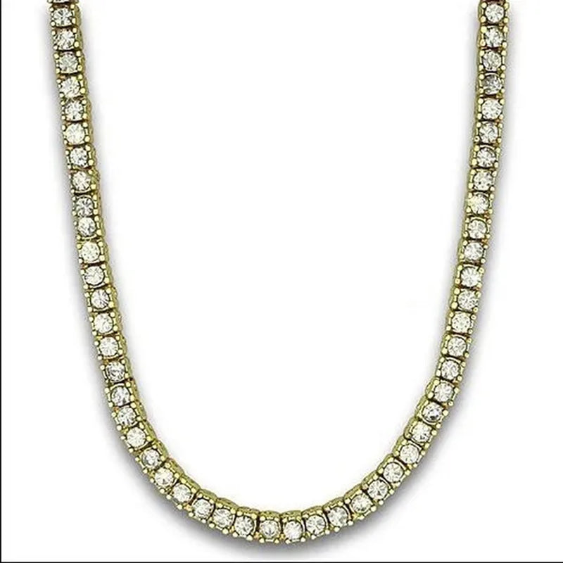 Gold Silver Clear Cz Stones Iced Out Men 1 Row 24inch 30inch Chain Hip Hop Necklace