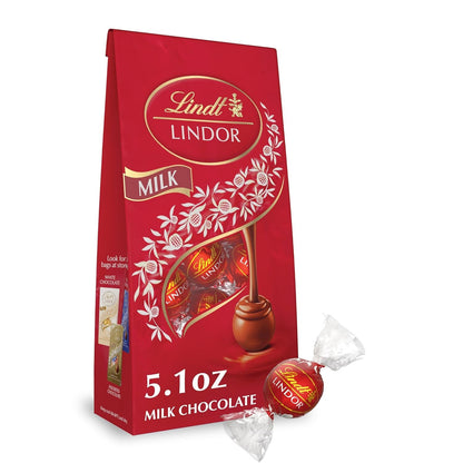 LINDOR Milk Chocolate Candy Truffles, Milk Chocolate with Smooth, Melting Truffle Center, 5.1 Oz. Bag