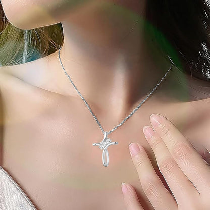 Cross Necklace for Women, 925 Sterling Silver 18K Gold Plated Diamond Necklace for Women, Cross Pendant with 3 Stone 5A Cubic Zirconia, Birthday Christmas Jewelry Gifts for Women Her, 20 Inches