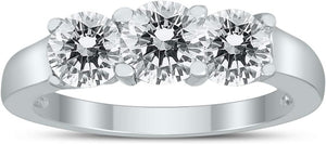 AGS Certified 2 Carat TW Three Stone Diamond Ring in 14K White Gold