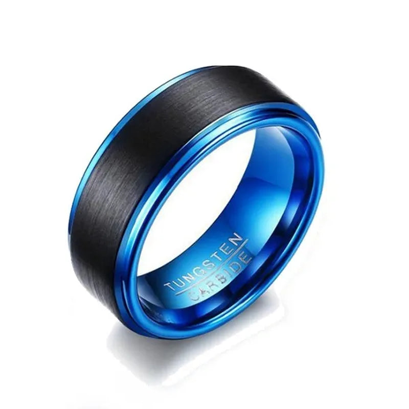 Two Rings Couple Rings Tungsten Steel Men's Rings 18k Black Gold Filled Princess cut Sapphire Women's Wedding Ring Sets