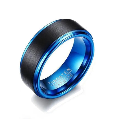 Two Rings Couple Rings Tungsten Steel Men's Rings 18k Black Gold Filled Princess cut Sapphire Women's Wedding Ring Sets