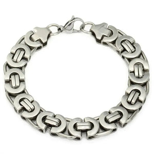 11mm Mens Chain Flat Byzantine Stainless Steel Bracelet 7-11 inch Silver Tone