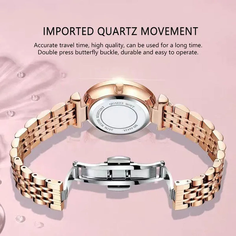 POEDAGAR Rose Gold Fashion Women Watch Stainless Stain Waterproof Ladies Quartz Watches Luxury Female Wristwatch