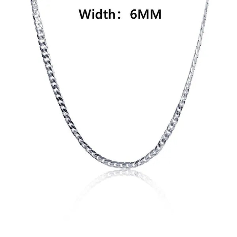 Wholesale 925 Sterling Silver Fashion Jewelry Sets 4MM/6MM/8MM Curb Link Chain Necklace Bracelet for Women and Men Fashion Wedding Party Engagement Jewelry Gift-Genuine Sterling Silver