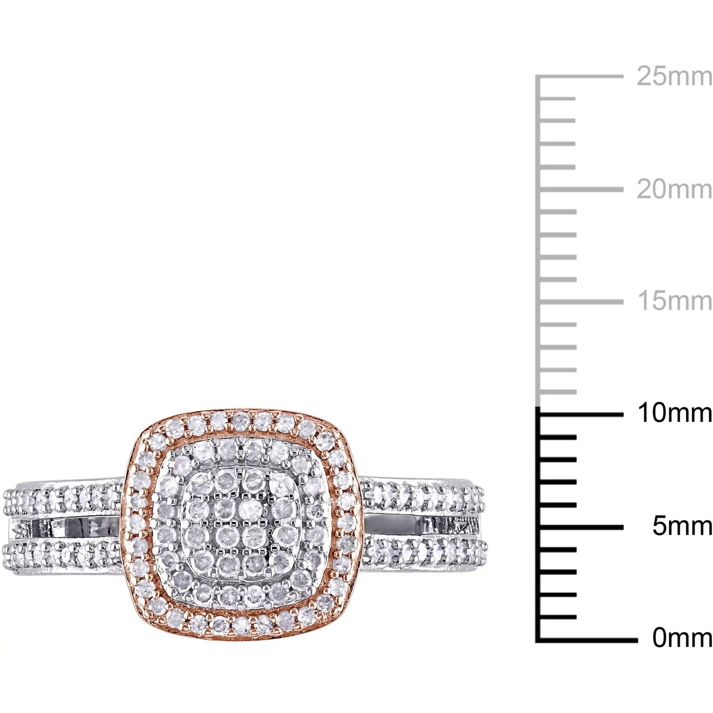 1/2 Carat T.W. Diamond Two-Tone Sterling Silver Double Halo Split Shank Ring