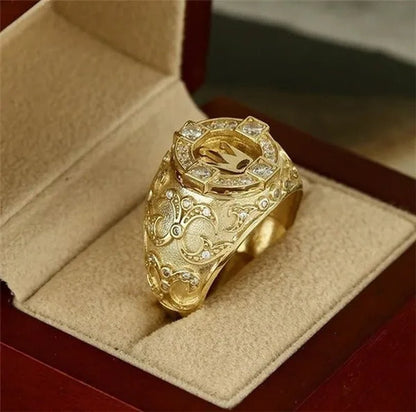 Gold Rings for Men Classic Jewelry Gold Crown Natural White Sapphire and Diamond Ring Men's Wedding Band Birthday Party Punk Friend's Gift Unique Creative Domineering Men's Fashion Accessories Size 6 - 13 - WORLD TIME VISITS