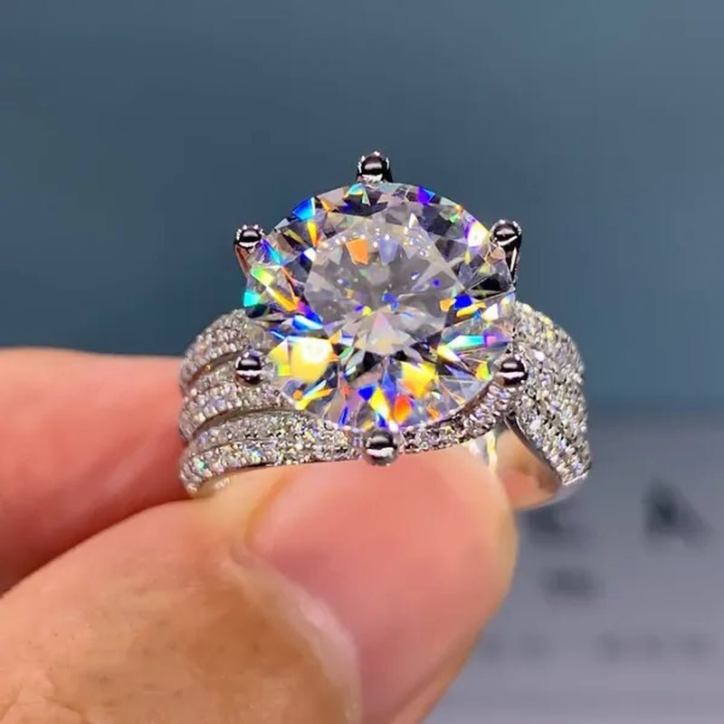 Gorgeous Round Cut Eternal Diamond Rings Fashion 925 Sterling Silver Zircon Ring Female Bride Wedding Proposal Engagement Party Band Moissanite Jewelry Anniversary Gift - WORLD TIME VISITS