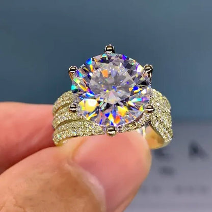 Gorgeous Round Cut Eternal Diamond Rings Fashion 925 Sterling Silver Zircon Ring Female Bride Wedding Proposal Engagement Party Band Moissanite Jewelry Anniversary Gift - WORLD TIME VISITS