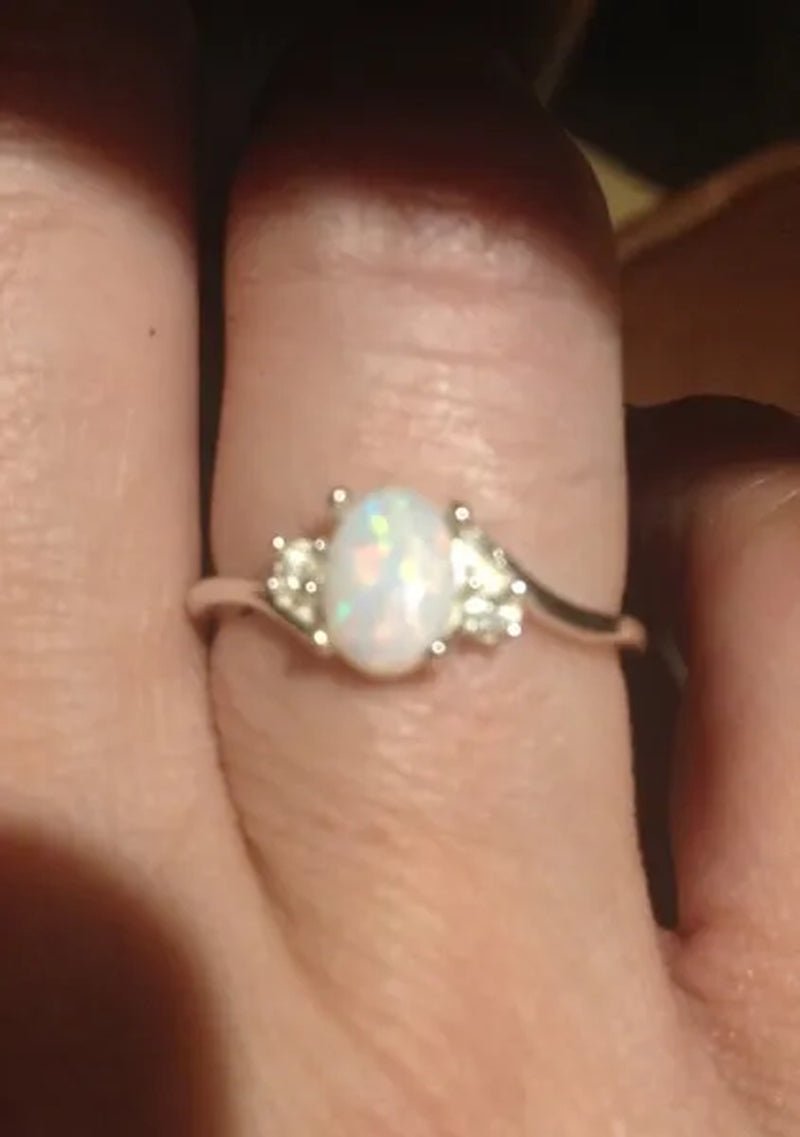 Hannah Martin Exquisite 925 Solid Sterling Silver Natural Gemstone Genuine Orange and Blue Multicolor Opal Diamond Ring Bride Wedding Engagement Fine Jewelry - WORLD TIME VISITS