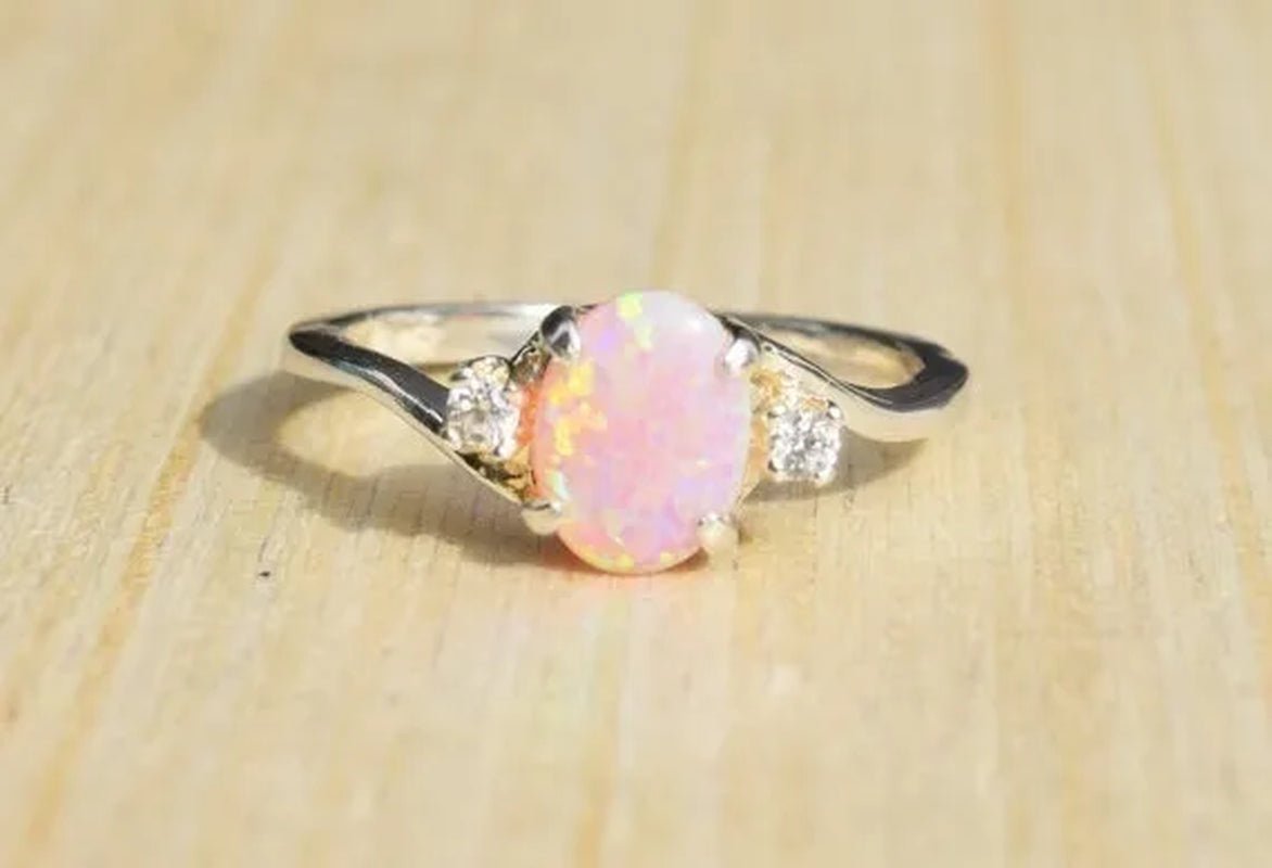 Hannah Martin Exquisite 925 Solid Sterling Silver Natural Gemstone Genuine Orange and Blue Multicolor Opal Diamond Ring Bride Wedding Engagement Fine Jewelry - WORLD TIME VISITS