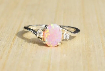 Hannah Martin Exquisite 925 Solid Sterling Silver Natural Gemstone Genuine Orange and Blue Multicolor Opal Diamond Ring Bride Wedding Engagement Fine Jewelry - WORLD TIME VISITS
